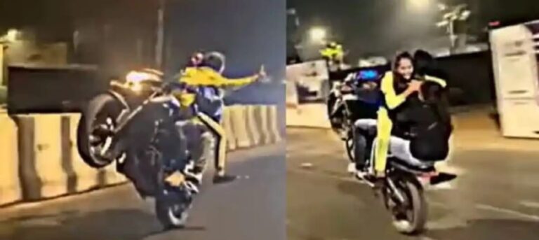Mumbai Police Registers Case Against Young Man Performing Dangerous Stunts on Bike with Two Women