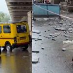 Mira Road Metro Slab Collapse: School Van Narrowly Escapes Falling Structure Near Thunga Hospital